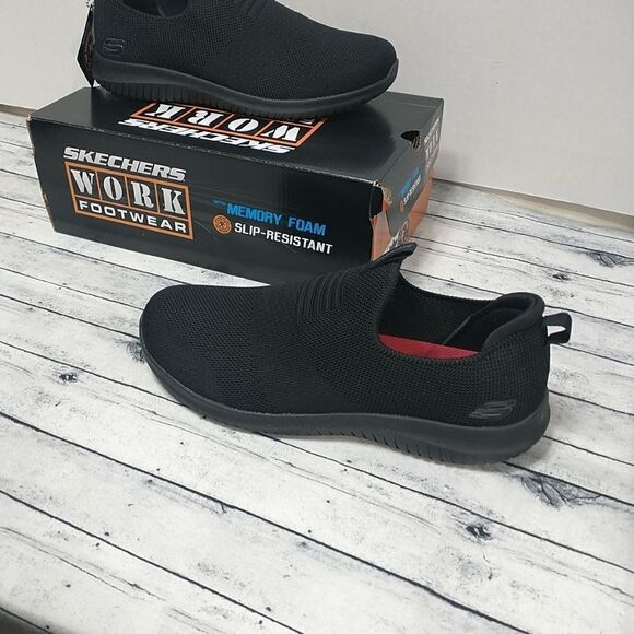 Skechers Women's SZ 11 Work Non Slip Relaxed Fit UltraFlex Blk Slip On #108034 . - Picture 1 of 11